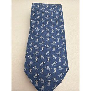 Vineyard Vines Blue Bull Bear Motif Men’s Silk Hand Made Necktie